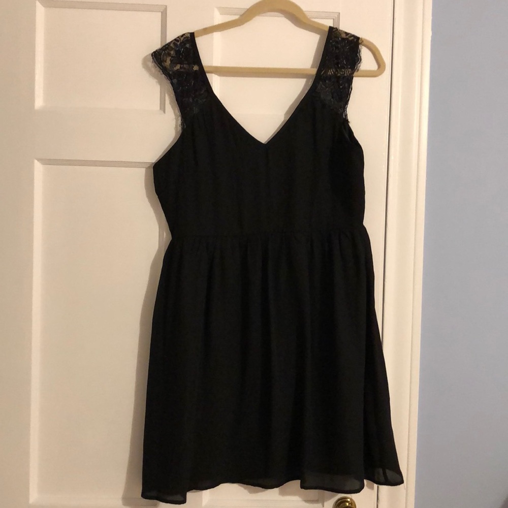 Black Fit and Flare dress with lace. Sz XL (12/14)